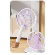 2-In-1 Rechargeable Electric Mosquito Swatter, Type-C Fast Charging, UV Mosquito Trap & Killer Lamp, Dual Modes, Large Mesh Design, Handheld & Upright, Suitable For Home, Dorm, Bedroom, Living Room, Outdoor, 300mAh - Standard Model - View 11
