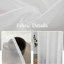 Plain Sheer Voile Curtains 300x270 Cm – Lightweight, Airy, Suitable For Curtain Track & Rustic Rod - White - View 4
