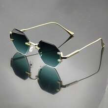Fashionable Rimless Edged High-End Glasses, Personalized Metal Frame, Suitable For Daily Wear, Travel, Driving, Street Photography, Parties, Vintage, Casual, All Seasons - Multicolor - View 1