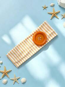 1pc Women's Elegant Sweet Striped Button Print Elastic Fabric Sports Headband, Suitable For Daily Wear, Fitness, Running, Yoga, Sweat-Absorbing Hair Band Headscarf, Fashion Hair Accessory, Bohemian Style Hair Decoration, Elegant (Printing Process, Slight Color Difference Is Normal) Sport Sweatband - Button Stripes - View 7