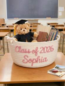 2026 Personalized Graduation Gift Basket, Custom Name Rope Storage Basket, 2026 Graduate Gift, University Dorm Storage Essential - Multicolor - View 3