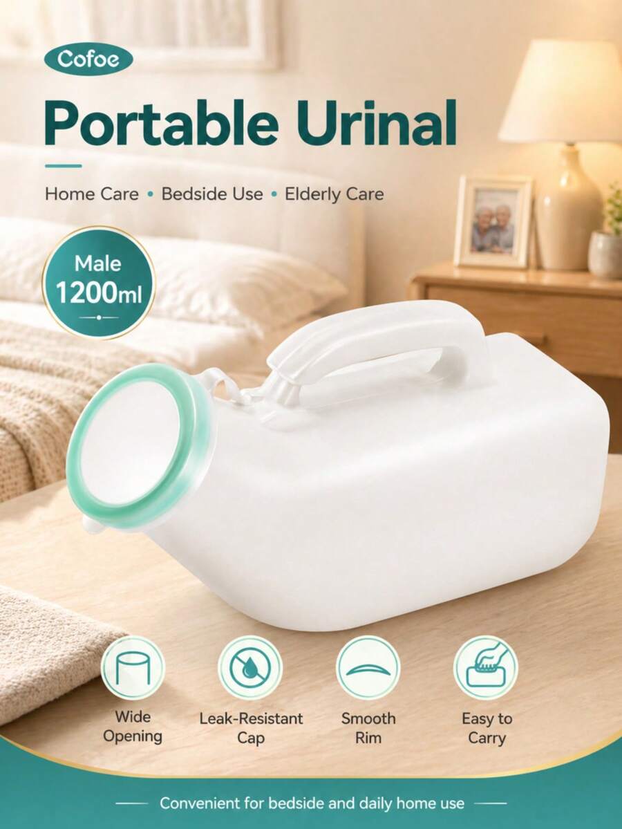 1200 ml Bouteille d'urine portable, Récipient d'urine pour hommes, Bouteille de stockage d'urine d'urgence pour voyage extérieur avec clip, Convient pour le camping, les hommes âgés - 1200 ml - Voir 1