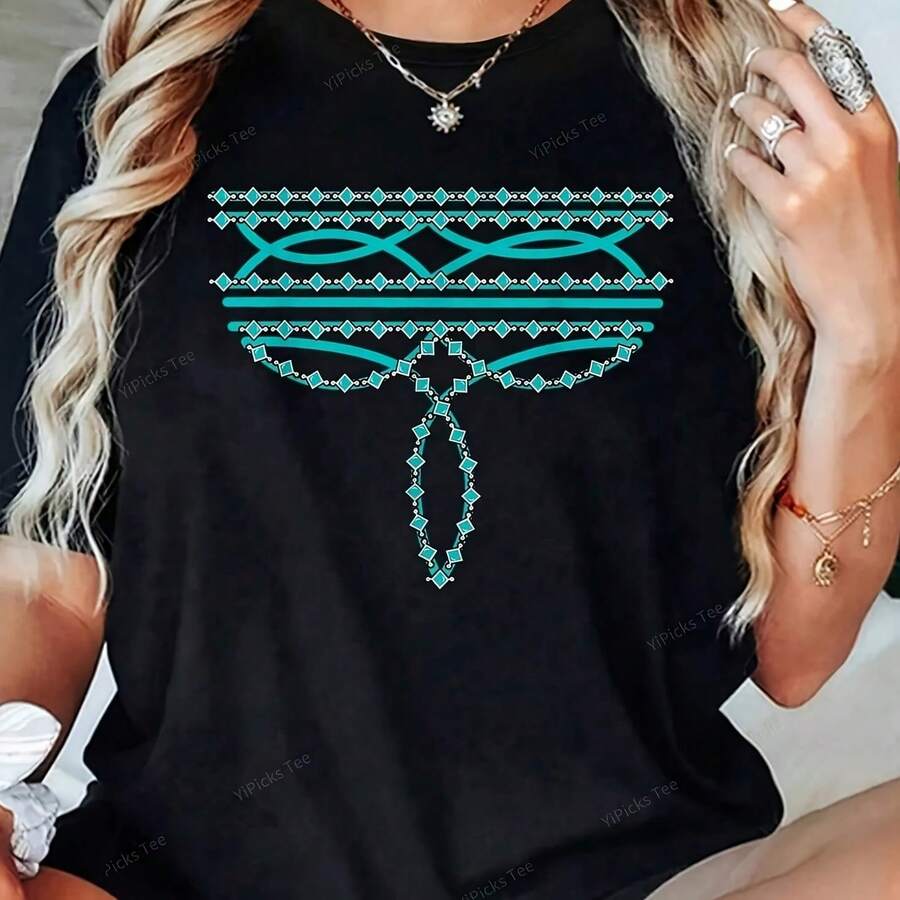 Turquoise Boot Sch Western220g Heavyweight 100% Cotton T-Shirt. Butterfly Print. Unisex Sizing. Round Neck Inspirational T-Shirt. Cute And Beautiful Y2K-Inspired Summer Top, Perfect For The Outdoors, Home, Work, Or Street Wear. Casual, Loose-Fitting Everyday T-Shirt. - 黑色 - 查看 1