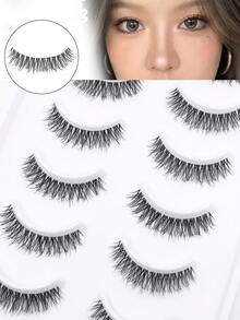 10 Pairs Lightweight, Reusable, Korean Anime Style False Eyelashes - Transparent Stem Fluffy Fiber False Eyelashes - SS9 - View 3