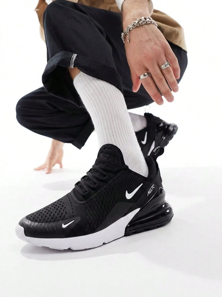 Air Max 270 Men's Sneakers Black White AH8050 - Black/White/SolarRed/Anthracite - View 1