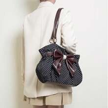 Fashionable Bow Polka Dot Exquisite Shoulder Bag, Niche Design Large Capacity Color Blocked Lace Tote Bag, Sweet Temperament Versatile Cute Armpit Bag, Suitable For Shopping, Commuting, Work, Daily Outings, Dates - White - View 4