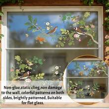 1/2 Juegos de pegatinas reutilizables de flores y pájaros con efecto estático para ventanas, que proporcionan una decoración natural y fresca para la cocina, la sala de estar, el balcón y el hogar - Pegatinas para ventanas - Ver 11