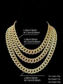 1pc Hip-Hop Bling Bling Cuban Link Chain Necklace For Men, Unique Design Choker Necklace, Suitable For Music Festival, Daily Wear, Party, Available In Multiple Sizes - Multicolor - View 5