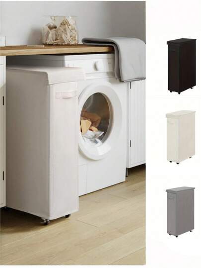 45L/65L Cesta de lavandería plegable con tapa y ruedas, cesto de ropa sucia portátil y delgado, cesta de almacenamiento rectangular con asa, adecuada para varios tipos de habitaciones, estilo casual