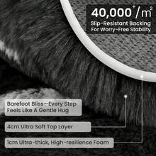 Sour Lemon Fluffy Area Rug Thick & Shaggy Carpet For Living Room & Bedroom Floor, Home Decor Anti-Slip Soft Carpet Floor Mat - Black & White Waves - View 2