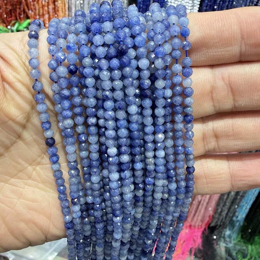 Hạt đá Aventurine xanh tự nhiên 3-4mm, hạt nhỏ mài giác, hạt hình hạt gạo, hạt cắt hình quả bóng đá, 120/90 hạt, bộ hạt làm trang sức, phụ kiện tự làm vòng tay, vòng cổ và bông tai tinh tế.