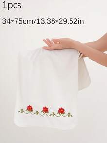 QIBHI 珊瑚絨刺繡花卉田園風優雅花卉毛巾/浴巾，柔軟快乾手巾，浴室必備情侶款居家裝飾，適用於浴室、學校、返校季 - 彩色 - 查看 8