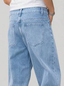 Men's Baggy Light Blue Balloon Jeans, High Waist, Wide Leg, Loose Streetwear Premium - 克拉拉 - 查看 5