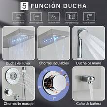 McMXtap LED Shower Panel Tower Rain System 5-In-1 Shower Head System Shower Tower Column Hand Shower Massage Shower Panel System Stainless Steel - Brushed Nickel - View 4