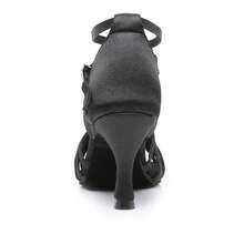 5cm And 7-Inch High Heel Women's Brown Dance Shoes, Soft, Lightweight And Comfortable, Professional Latin Dance Shoes, Satin Material Suitable For Dancing Parties, Weddings, Jazz, Rumba, Tango, Salsa Practice, Performance And Indoor Sandals - Black - View 4