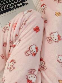 Hello Kitty 女款長褲，四季通用毛絨睡褲，柔軟雲朵布料，可愛卡通設計，理想的新年禮物，適合女友與情侶 - 粉色 - 查看 5