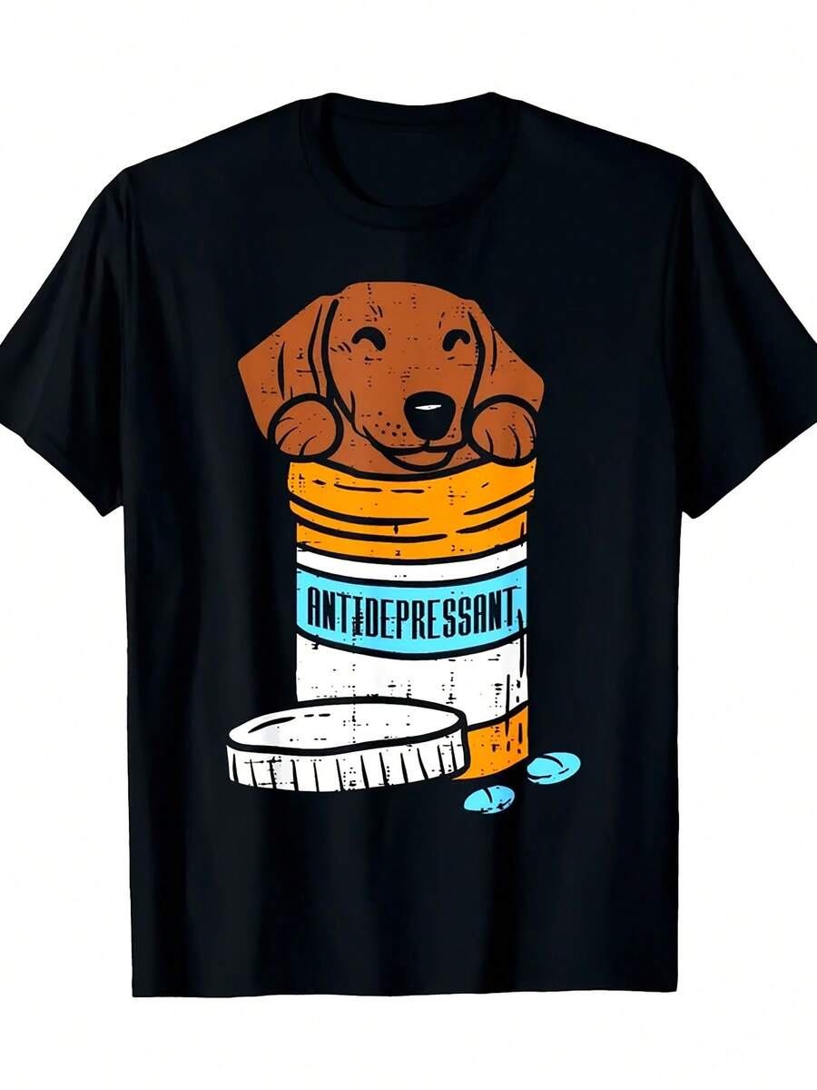Antidepresivo piernas largas Pooh salchicha perro regalo para mascotas | - Camiseta, cuello de tripulación casual, tela microelástica, patrón impreso, mangas cortas, versión regular, perfecto para las señoras