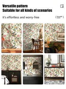 1 Roll Green Tree Branch & Bird Pattern Peel And Stick Wallpaper, Removable Waterproof Decorative Wall Sticker, Home Decor Wall Art, Suitable For Spring Decor, Birthday, Graduation And Other Holiday Gifts - HCQ24266 - View 2