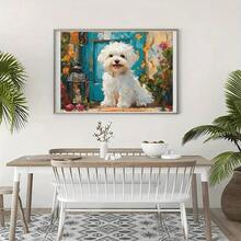 1000pcs Puzzle Featuring A Maltese Dog In An Oil Painting Style - A Soothing Depiction Of A Maltese Dog Amidst A Garden, Characterized By Fine Brushwork And Bright Colors, Perfect For Family Fun, Pet Lovers, And Creative Hobbyists - 70*50cm/27*19 inch - Xem 4