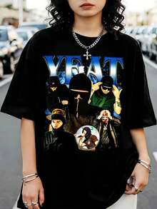 Vintage Retro Hip-Hop Graphic T-Shirt By Y-YeatS, 90s Experimental Trap Rap Style - Black - View 6