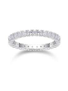 1pc 925 Sterling Silver Elegant Luxury Moissanite Ring, Ideal Gift For Engagement, Wedding, Birthday, Anniversary And Bridal Jewelry - Silver - View 8