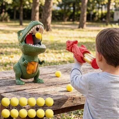 Children's Toy Gun Set, New Dinosaur Toy, Fun Dinosaur Shooting Scoring, Boys' Soft Bullet Gun, Air-Powered Competition Battle, Indoor & Outdoor Interactive Game Toy, Outdoor Competition Battle Target Toy, Parent-Child Interactive Battle Shooting Competition, Includes 1 Launcher + 12 Soft Balls/2 Launchers + 24 Soft Balls, Children's Day/Birthday Gift