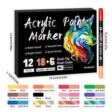 Bộ 48 màu, 24 bút vẽ acrylic hai đầu, đầu nhọn, khô nhanh, có thể nạp mực lại, thích hợp để vẽ trên đá, trứng, gỗ, gốm sứ, đồ dùng cần thiết cho năm học mới. - Bộ - Xem 21
