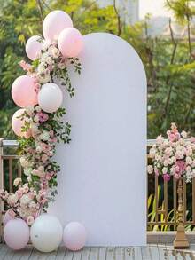White Arch Backdrop Cover, Stretchy Fabric, Suitable For Wedding Arch Stand, Rounded Top, Applicable For Wedding, Birthday Party, Ceremony, Banquet Decoration (4ft/5ft/6ft/6.6ft/7.2ft) - Multicolor - View 1