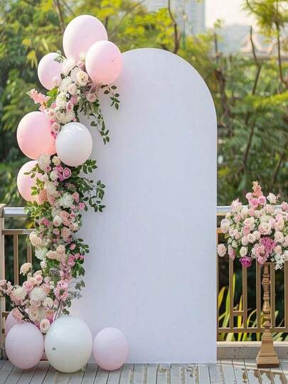 White Arch Backdrop Cover, Stretchy Fabric, Suitable For Wedding Arch Stand, Rounded Top, Applicable For Wedding, Birthday Party, Ceremony, Banquet Decoration (4ft/5ft/6ft/6.6ft/7.2ft)
