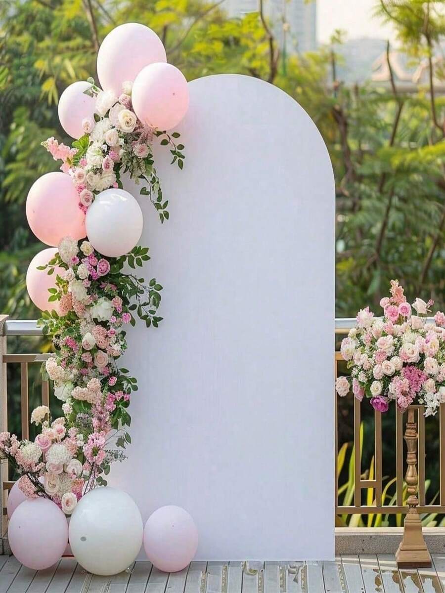 White Arch Backdrop Cover, Stretchy Fabric, Suitable For Wedding Arch Stand, Rounded Top, Applicable For Wedding, Birthday Party, Ceremony, Banquet Decoration (4ft/5ft/6ft/6.6ft/7.2ft) - Multicolor - View 1