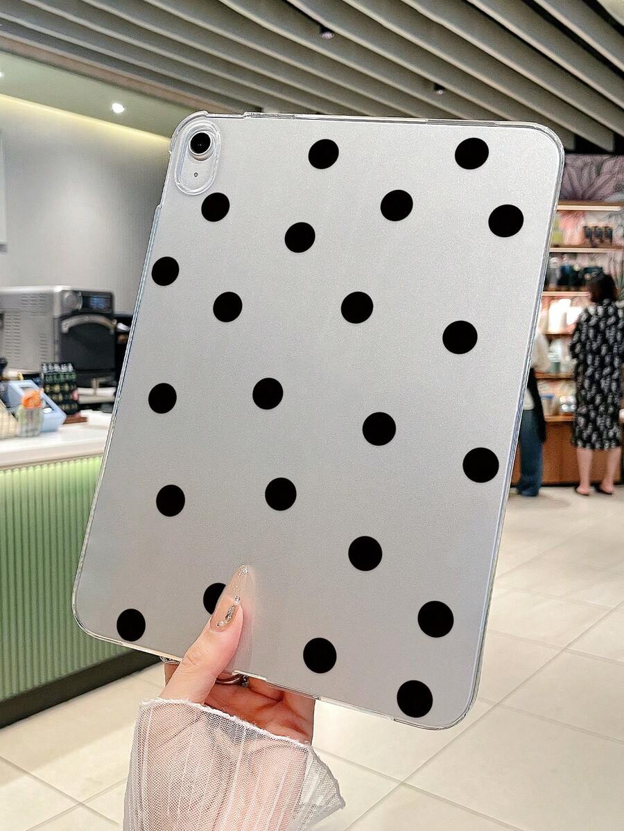 1pc Black Polka Dot Transparent Protective Case, Covers, Anti-Drop Clear TPU Protective Cover, Ultra-Thin Lightweight, Suitable For Multiple Models, Suitable For Students And Office Workers, Simple Style Gift For Yourself Or Loved Ones, Compatible With IPad 10/9/8/7, Air 5/4/3, Pro 11/12.9 Inch, Tablet Accessories, For Tablet, Quick Ship. - Clear - View 1