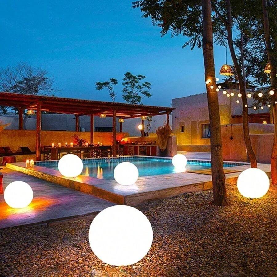 1PC 15CM RGB LED Ball Light, Remote Control Garden Lawn Lamp, Waterproof Outdoor Floor Light, Swimming Pool Wedding Party Home Holiday Atmosphere Decoration - Y108 - View 1
