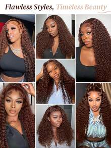 ARABELLA 13x4 Inch Deep Brown Water Wave Human Hair Seamless Hair Extensions, 100% Human Hair Transparent Lace Frontal, Pre-Bleached Pre-Trimmed, 180% Density, 18-26 Inch Versatile Distribution, Beginner Friendly, Breathable Lightweight Cap, Suitable For Women To Wear On Various Occasions - S4 - View 9