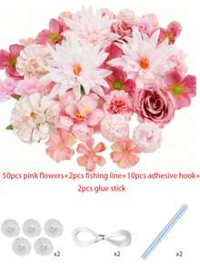 Serie de flores colgantes artificiales, accesorios creativos de fotografía, decoración romántica de boda con flores artificiales de 3-10cm de tamaño aleatorio en unicolor. Materiales y accesorios de decoración adecuados para lugares de boda, propuestas, sorpresas, cortinas del hogar diario y decoración de jardín. - Multicolor - Ver 14