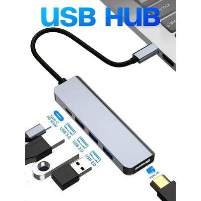 Hub USB C 5 en 1 / 4 en 1: Tipo C a 4K HDTV, carga de 100W PD, USB 3.0 - Adaptador multipuerto USB C compatible con MacBook, Pro, MateBook