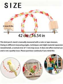 Giá đỡ vẹt bằng dây cotton nhiều màu sắc, phụ kiện lồng chim có thể gập lại, bộ giá đỡ thoải mái cho vẹt mài móng. - Xem 2
