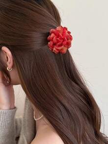 1pc/2pcs 5cm/1.96in Small Size Solid Color Shiny Glitter Flower Hair Claw Clips, Suitable For Thin Hair, Versatile For Daily Wear, Party And Event Styling Summer Hair Accessories Hair Clips Beach Hair Clutch - Multicolor - View 4