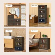 5-Tier Stackable Storage Box With Lid And Wheels Suitable For Home, Office, Dormitory, Snacks - Grey - View 6