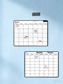 2pcs Magnetic Refrigerator Planner Set, Monthly Calendar + Weekly Meal Planner, Erasable Kitchen Food Tracker, Grocery List Memo Pad, Home Schedule Management Essential - Multicolor - View 5