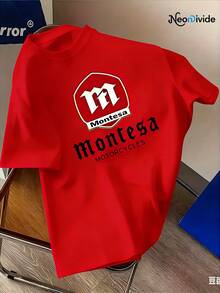 Camiseta de Hombre con el Logo de Montesa Motorcycles - Estilo Urbano Elegante, Suave y Transpirable, 100% Fibra de Poliéster, Diseño de Estampado Icónico, Cuello Redondo, Manga Corta, Camiseta de Verano - Negro - Ver 9