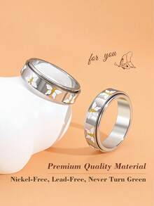 Butterfly Ring For Women, 18K Gold Plated Stainless Steel Rotating Anxiety Relief Jewelry - Butterfly - View 11