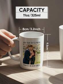 1pc 11oz Personalized Photo Coffee Mug, Customizable With Photo, Text Or Name - Suitable Gift For Mom, Dad, Boyfriend, Girlfriend, Best Friend, Thanksgiving, Christmas, Multifunctional, Decorative, Elegant, Fashionable, Colorful, Modern, Customizable, Personalized, Unique - Multicolor - View 4