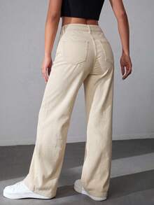High-Waisted Wide-Leg Jeans, Ultra Comfortable For An Impeccable Everyday Look. - Beige ZR114 - View 5