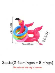 4/2/1 Set Inflatable Flamingo Pool Toss Game Rings, Flamingo Hawaiian Theme Party Decor, Hawaiian Beach Pool Game Supplies, Carnival Outdoor Hawaiian Theme Party Games For Adults And Families, Family Activity Holiday, Pool Party Supplies, Hawaiian Theme Party Supplies - Multicolor - View 9