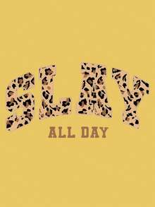 Teenage Girls Leopard Print Letter Graphic Casual Dress, Suitable For Daily Wear And Great Gift For Family - Yellow - View 7