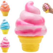 1pc Ice Cream Cone Shaped Squishy, Slow Rising Sensory Squeeze Stress Relief Item, Helps Release Pressure & Soothe Mood, Creative Gift For Graduation Season & Father's Day - 1pc - 查看 9