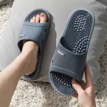 1 Pair - Unisex Massage Slippers. Summer Bathroom Non-Slip Slippers (Massage Nodes Height Randomly Vary). Summer Multi-Purpose Bathroom Slippers, Beach And Casual Massage Slippers. - Dark Blue - View 6