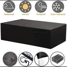 Multi-Size Large Rectangular Table Cover Garden Furniture Protective Cover UV Resistant Suitable For Outdoor Use - Black - View 2
