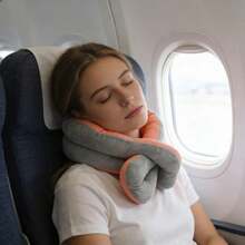Twist Foam Travel Pillow, Flexible Travel Neck Pillow Airplane Pillows Sleeping, Car, Travel Support, 45cm Neck Circumference (Pink) - Pink - View 5