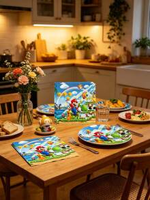 Sega 主題派對用品，包含多款印花紙盤、杯子與餐巾紙，附遊戲場景與角色圖案，適合各種派對或活動，營造生日派對氛圍 - 彩色 - 查看 9